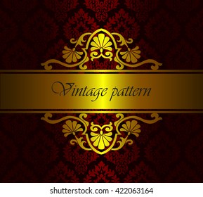 Vector royal damask floral pattern as a background. Vintage luxury rich baroque template with gold, to create wallpaper, textiles, cards, invitations.