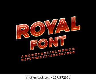 Vector Royal Font. Elegante Alfabeto Superior. Juego de letras y números rojos y dorados