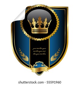 Vector royal label with curled corner
