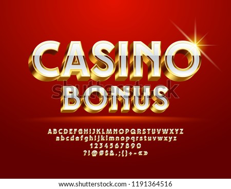Vector Royal Logo Casino Bonus. 3D Gold and White Font. Chic Alphabet Letters and Symbols