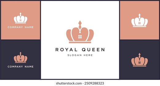 vetor do logotipo e ícones da rainha real, pode ser usado em várias mídias facilmente, editável