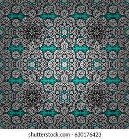 Vector. Royal retro background. Design vintage for card, wallpaper, wrapping, textile. Pattern gray elements. Floral classic texture. Gold template.