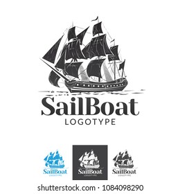 Vector Royal Ship Vessel Sailboat Logo Icon Brand Sign Shape Symbol Corporate Identity Modern and Professional Business Company