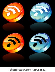 VECTOR Rss feed colorful and glossy button with reflection