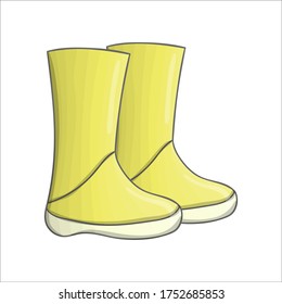 Vector rubber boots illustration. Autumn yellow footwear picture