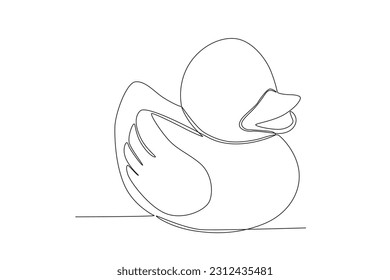 Pato de goma vectorial en una sola línea de arte