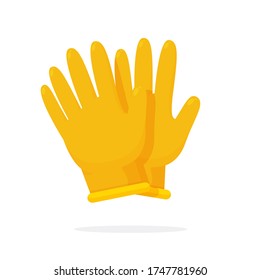 Vector rubber gloves. Orange rubber gloves for cleaning Helps to protect hands from harmful chemicals.