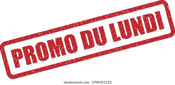 Vektor-Gummistempel "PROMO DU LUNDI" (französisch: Montag Promo). Perfekt für wöchentliche Montag-Aktionen, Flash-Verkäufe, Marketing-Kampagnen.