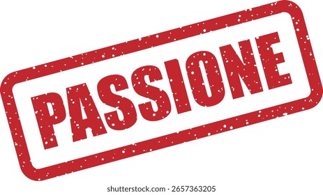 Sello de goma de Vector con la palabra italiana "PASSIONE" (pasión), ideal para crear una marca creativa, materiales motivacionales y visuales de negocios
