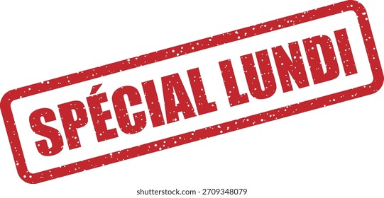 Sello de goma de Vector “SPÉCIAL LUNDI” (en francés: Monday special). Ofertas solo para lunes, Cyber Monday, promociones semanales.