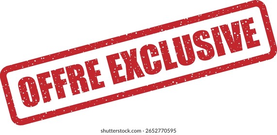 Carimbo vetorial com a frase francesa "OFFRE EXCLUSIVE" (OFERTA EXCLUSIVA ou OFERTA EXCLUSIVA), perfeito para promoções limitadas, acesso exclusivo para membros ou marca de elite
