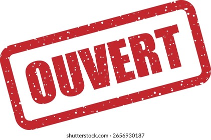 Sello de goma de Vector con la palabra francesa “OUVERT” (abierto). Perfecto para la señalización minorista francesa, avisos de apertura de tiendas o Elementos de interfaz de usuario que indican disponibilidad
