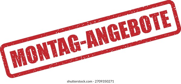 Vektor-Gummistempel "MONTAG ANGEBOTE" (Deutsch: Montag Angebote). Sammlung aller Sonderangebote für Montag in Deutschland.