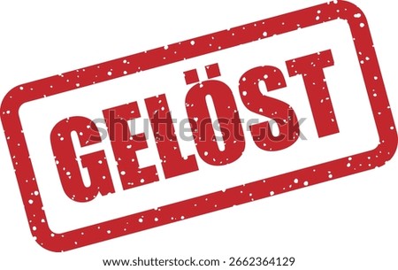 Vector rubber stamp with the German word "GELÖST" (solved), ideal for confirmed solutions, resolved problems, and completion visuals