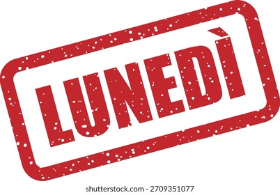 Vektor-Gummistempel "LUNEDì" (Italienisch: Montag). Einfache Montagsmarke für wöchentliche Aktionen und Veranstaltungen in Italien.