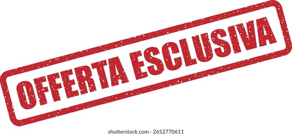 Carimbo vetorial com a frase italiana "OFFERTA ESCLUSIVA" (OFERTA EXCLUSIVA ou OFERTA EXCLUSIVA), perfeito para promoções limitadas, artigos de luxo ou ofertas de membros privados