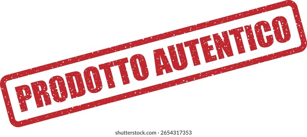 Carimbo de borracha vetorial com a frase italiana "PRODOTTO AUTENTICO" (Produto Autêntico), perfeito para rótulos que mostram mercadorias genuínas e certificadas