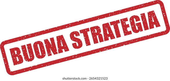 Carimbo de vetor com a frase italiana "BUONA STRATEGIA" (boa estratégia), ótimo para planejamento, sucesso de negócios e aprovação visual