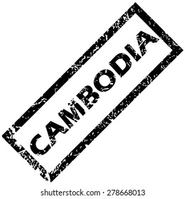 Vector rubber stamp with name CAMBODIA, isolated on white