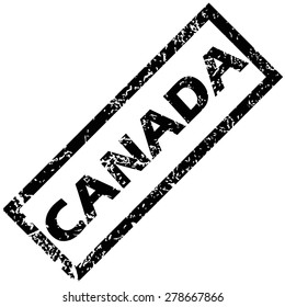 Vector rubber stamp with name CANADA, isolated on white
