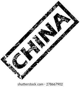Vector rubber stamp with name CHINA, isolated on white