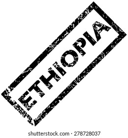 Vector rubber stamp with name ETHIOPIA, isolated on white