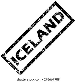 Vector rubber stamp with name ICELAND, isolated on white