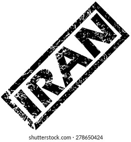 Vector rubber stamp with name IRAN, isolated on white
