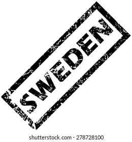 Vector rubber stamp with name SWEDEN, isolated on white