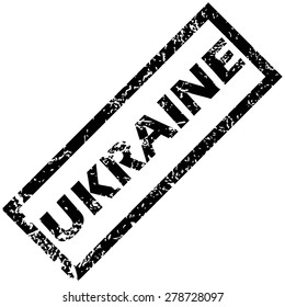 Vector rubber stamp with name UKRAINE, isolated on white