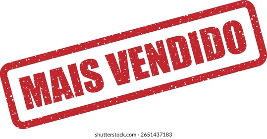 Carimbo de borracha vetorial com a frase em português "MAIS VENDIDO" (Melhor Vendedor), perfeito para produtos populares e distintivos de vendas