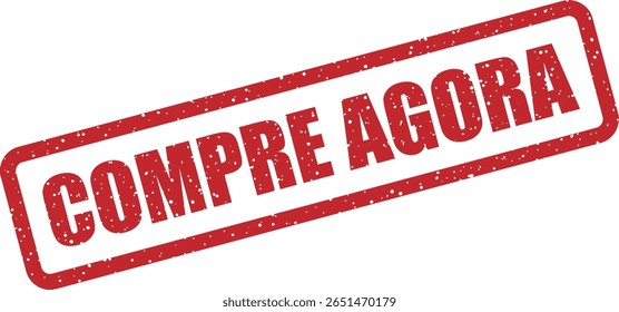 Vector rubber stamp with the Portuguese phrase "COMPRE AGORA" (Buy Now), ideal for urgent calls to action in e‑commerce, promotions, and sales campaigns