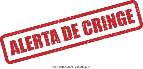 Vector rubber stamp with the Portuguese phrase "ALERTA DE CRINGE" (Cringe Alert), perfect for calling out embarrassing content, memes, or social media fails