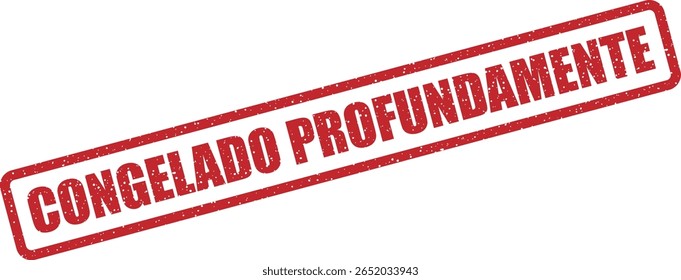 Carimbo de borracha vetorial com a frase em português "CONGELADO PROFUNDAMENTE", perfeito para embalagens de alimentos, etiquetas de armazenamento frio e logística