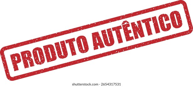 Carimbo de borracha vetorial com a frase em português "PRODUTO AUTÊNTICO", perfeito para etiquetas de produto genuínas e verificadas
