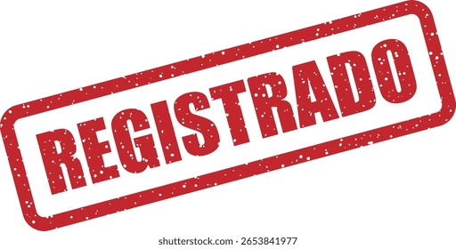Carimbo vetorial com a palavra portuguesa ou espanhola "REGISTRADO" (Arquivado, Registrado), ideal para documentos legais, processos administrativos e marcas oficiais