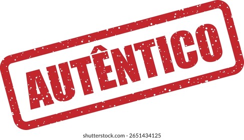 Vector rubber stamp with the Portuguese word "AUTÊNTICO" (Authentic), used for genuine certification, origin labels, and quality marks