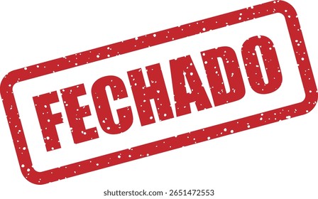 Carimbo vetorial com a palavra portuguesa "FECHADO" (Fechado), perfeito para sinais de horário comercial, fechamentos temporários ou status de eventos em placas e documentos