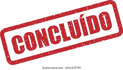 Vector rubber stamp with the Portuguese word "CONCLUÍDO" (Completed), ideal for marking finished tasks, projects, or approvals in business and educational materials
