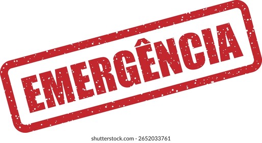 Vector rubber stamp with the Portuguese word "EMERGÊNCIA" (EMERGENCY), ideal for urgent alerts, healthcare materials, safety signage, or quick-response designs