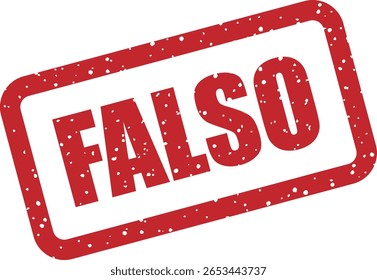 Carimbo vetorial com a palavra portuguesa "FALSO" (falso ou falso), usado na cultura dos memes e nas redes sociais para destacar mentiras, erros ou desinformação