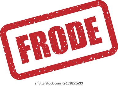Carimbo vetorial com a palavra portuguesa "FRODE" (fraude), perfeito para alertas, avisos e sinais de segurança