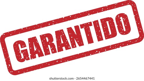 Carimbo vetorial com a palavra portuguesa "GARANTIDO", ideal para promoções de produtos, garantia de qualidade e confiança do cliente