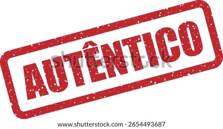 Vector rubber stamp with the Portuguese word "AUTÊNTICO" ("Authentic"), great for marking genuine products or services, enhancing credibility in Portuguese-speaking markets