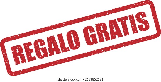 Carimbo vetorial com a frase em espanhol "REGALO GRATIS" (Presente Gratuito), perfeito para campanhas de promoções, marketing e varejo