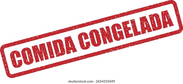Carimbo de borracha vetorial com a frase em espanhol "COMIDA CONGELADA", perfeito para embalagem, marketing e armazenamento frio