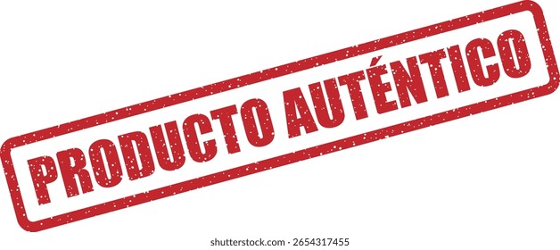 Carimbo de borracha vetorial com a frase em espanhol "PRODUCTO AUTÊNTICO" (Produto Autêntico), ideal para a rotulagem certificada e confiável do produto