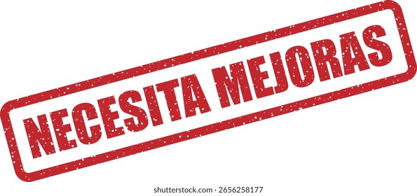 Vector rubber stamp with the Spanish phrase "NECESITA MEJORAS" (Needs improvement). Perfect for drafts, feedback documents, or revision workflows