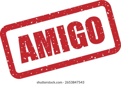 Carimbo vetorial com a palavra em espanhol e português "AMIGO" (Amigo), ideal para mídias sociais, saudações e temas de amizade