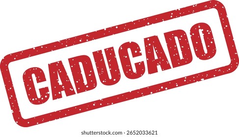 Sello de goma de Vector con la palabra española "CADUCADO" (caducado), ideal para etiquetas de advertencia, contenido obsoleto u ofertas caducadas en contextos españoles